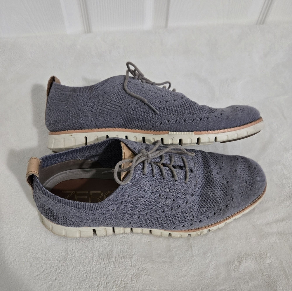 Cole Haan Grand.OS Knit Oxfords Men’s 9.5 Suit Shoes Gray Blue